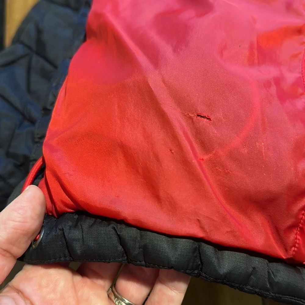 Lands' End Kids Black Puffer Jacket with Red Trim